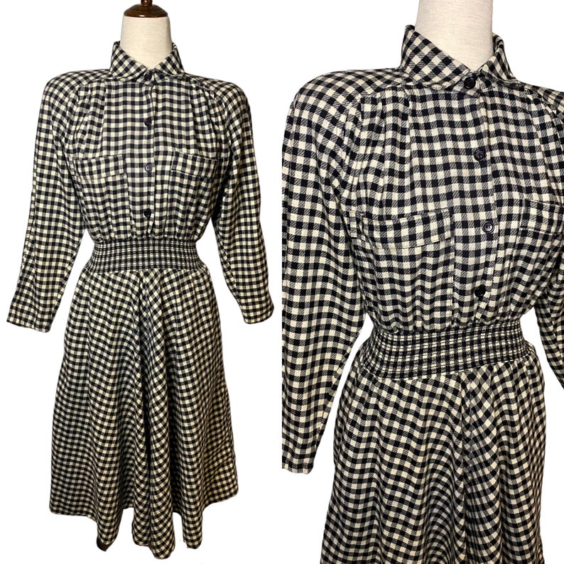 Vintage 80s Buffalo Plaid Flannel Dress | Carol Anderson image 1