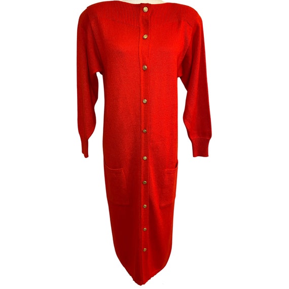 80s Vivanti bright red sweater dress | vintage Vi… - image 2