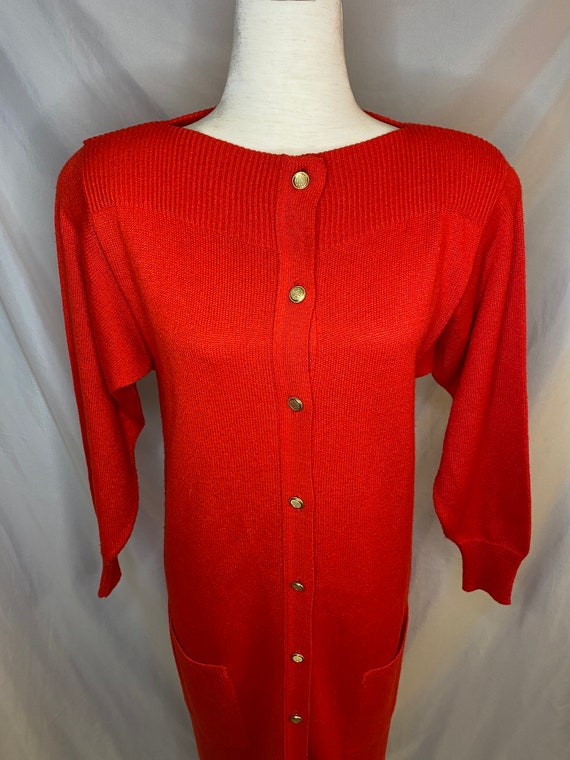 80s Vivanti bright red sweater dress | vintage Vi… - image 6