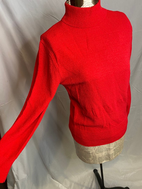 60s Exmoor vibrant red mod turtle neck top // vin… - image 4