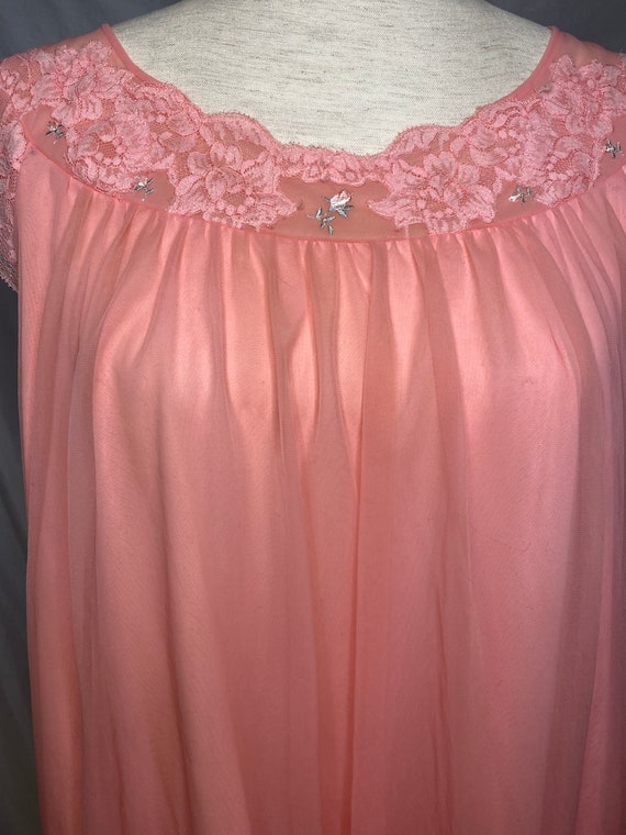 60s Shadowline pink babydoll nightgown | vintage … - image 2