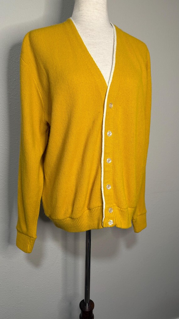 Vintage 50s Mustard Yellow Orlon Knit Cardigan - image 3