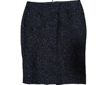 90s Laundry by Shelli Segal black sparkle eyelash skirt | vintage laundry by Shelli Segal sparkly eyelash skirt | 1990s black sparkle skirt