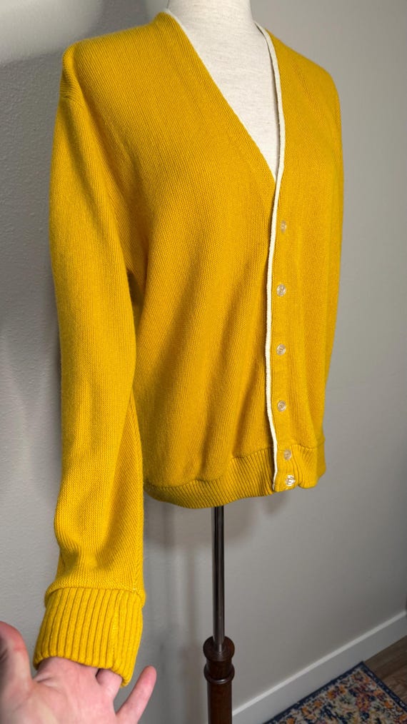 Vintage 50s Mustard Yellow Orlon Knit Cardigan - image 7