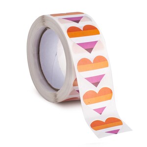 Lesbian Sunset Heart Stickers * 500 Per Roll Approximately (1" x 1") Scrapbooking