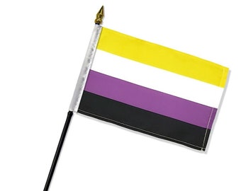 Non-Binary 4" x 6" Pride Hand Flags LGBTQ Pride Hand Held Desk Flag