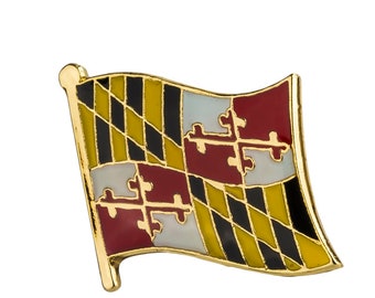 Maryland Flag Lapel Pin (3/4" x 5/8") 19 x 16mm Hat Tie Tack Badge Pin