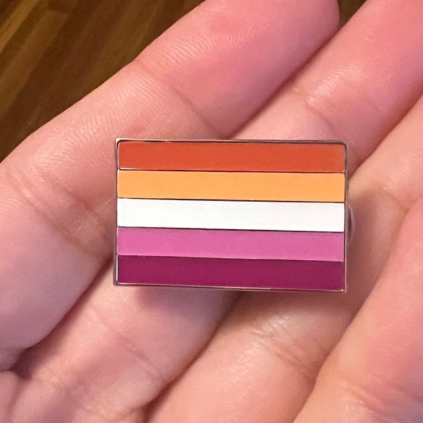 Lesbian Sunset Flag (5 Stripes) Lapel Pin 1" x 5/8" - Silver Plating