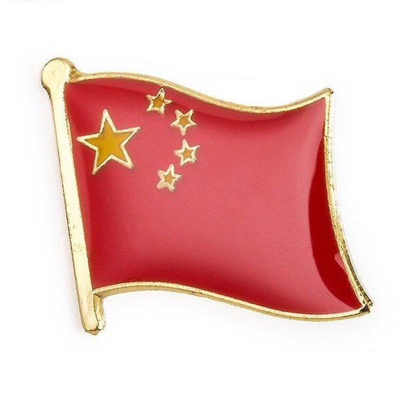 China Flag Lapel Pin 3/4" x 5/8" Hat Tie Tack Badge Pin Chinese Flag