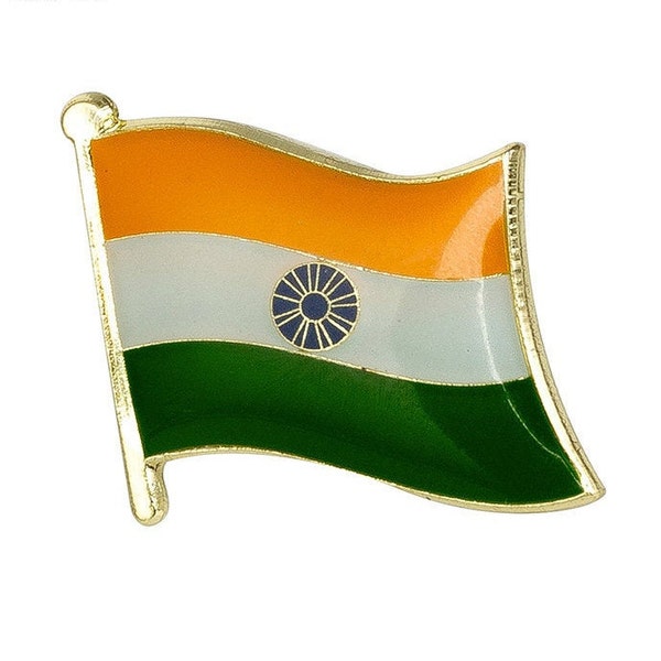 India Flag Lapel Pin  3/4" x 5/8" Hat Tie Tack Badge Pin