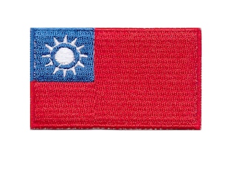 White And Gray Iron-On Sew Patch ARMY Morale Military Emblem Taiwan Flag Patch Black