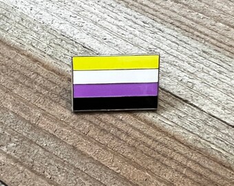 Non-Binary Flag Lapel Pins 1" x 5/8" - Pins or Magnetic