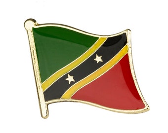 Saint Kitts and Nevis Flag Lapel Pin 3/4" x 5/8" Hat Tie Tack Badge Pin