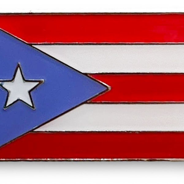 Puerto Rico Lapel Pin - 1" x 5/8" - Silver Edition Puerto Rican Flag