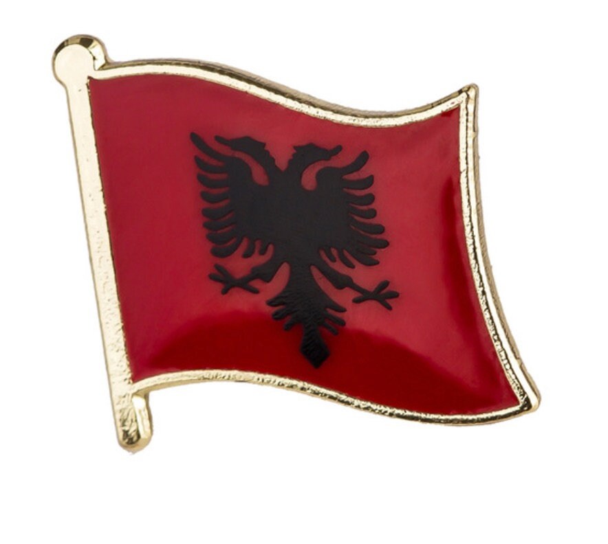 NEW SMALL ALBANIA TABLE FLAG WITH HOLDER-OFFICE ALBANIAN FLAG-20 CM X 14 CM