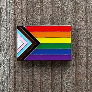 Progress Pride Flag Lapel Pin 1" x 5/8" - Lapel Pin or Magnetic Backing