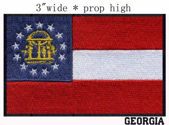 Medium State of Georgia Flag Iron On Patch 3 x 2 inch Free Shipping