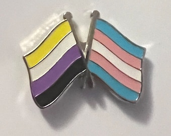 Non-Binary x Transgender Dual Flags Lapel Pin 1" x 3/4"