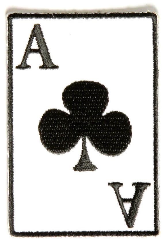 Ace Of Clubs Iron On PATCH 2/" x 3/" Free Shipping Biker Patch Las Vegas P3358