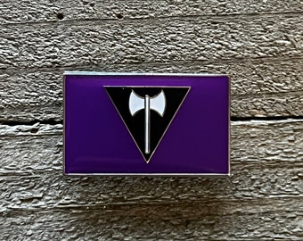 Lesbian Labrys Flag Lapel Pins 1" x 5/8" - Silver Edition