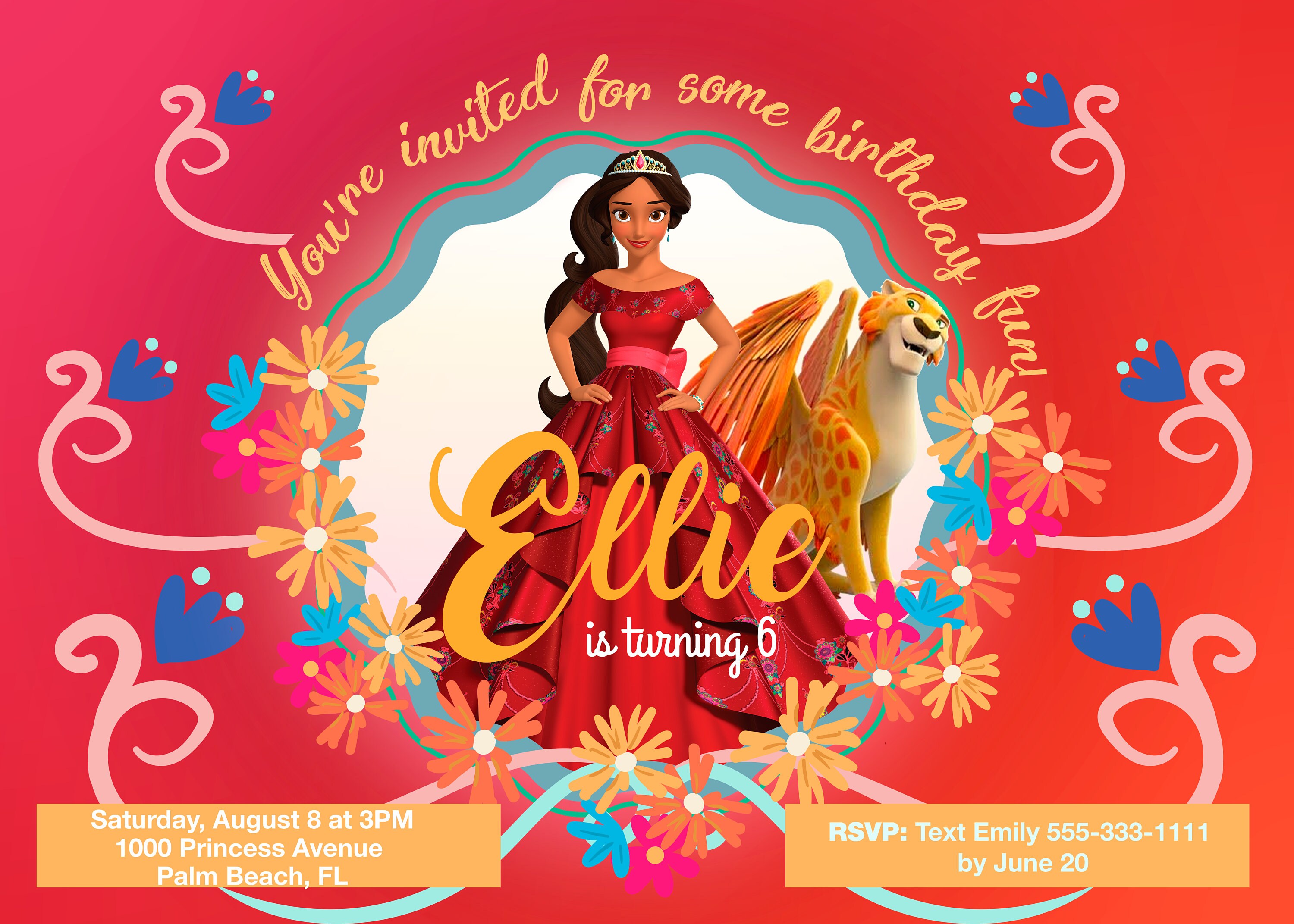 Elena Invitation, Princess Elena of Avalor Invitation, Elena of Avalor ...
