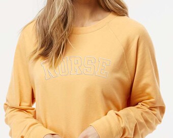 Mustard Gold Stylish and Comfortable Embroidered Nurse Crewneck: Perfect for Healthcare Professionals
