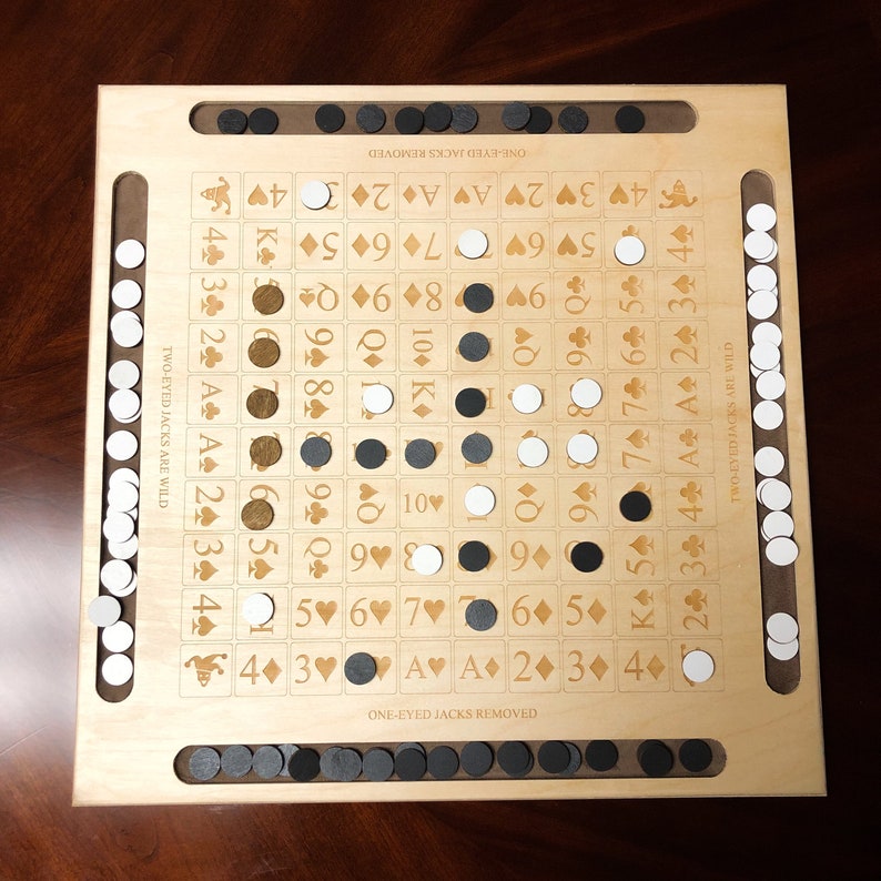 Handmade Wooden Sequence Game Board Etsy