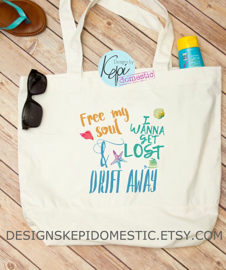 Beach bag Free My Soul /& Drift Away Tote Bag