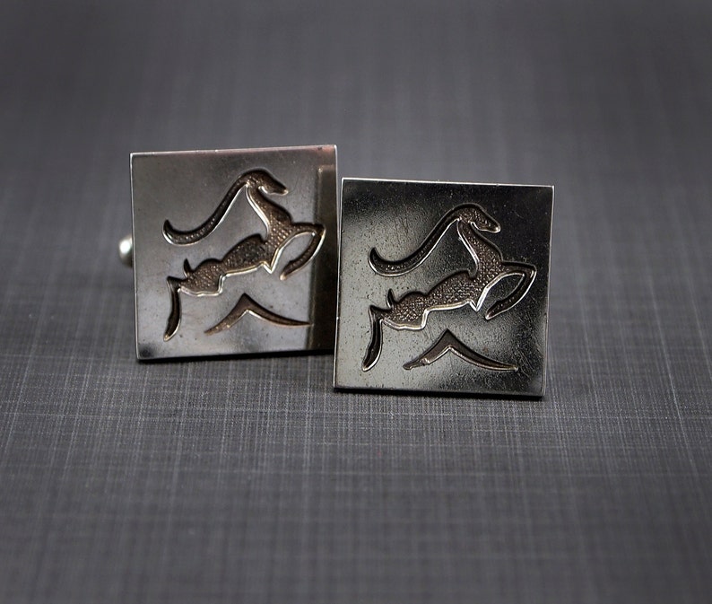 Vintage Impala Cuff Links Silver Plate