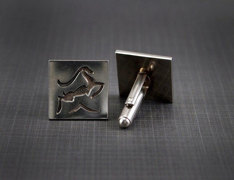 Vintage Impala Cuff Links Silver Plate