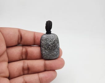 Sun Stone   Macrame Penadant handmade Macrame Pendant Black Thread Necklace