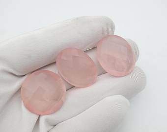 Rose Quartz Faceted  Smooth Pink Quartz Stone Natural  Rose Quartz Faceted  Healing Pink Faceted  Pink Quartz Cab loose stone for jewelry