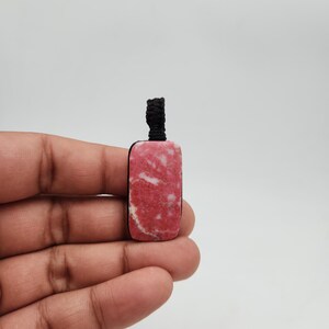 Thulite  Macrame Penadant handmade Macrame Pendant Black Thread Necklace