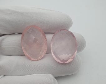 Rose Quartz Faceted  Smooth Pink Quartz Stone Natural  Rose Quartz Faceted  Healing Pink Faceted  Pink Quartz Cab loose stone for jewelry