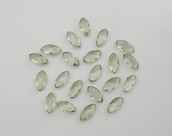21 Pcs Lot of Faceted Briolette Cut Green Amethyst