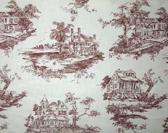 Toile Drapery Fabric, WHOLESALE FABRICS, Upholstery Fabric, Sewing Material, Craft Supplies, Fabric By The Yard/Half Yard/Fat Quarter