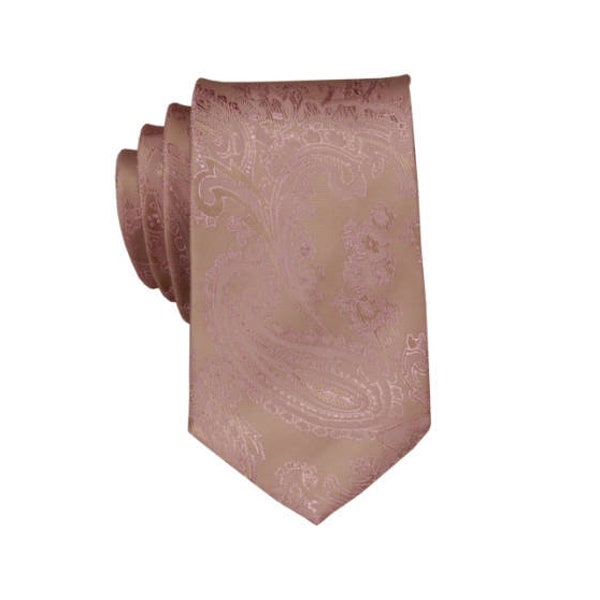 Corbatas de oro rosa para hombre. Corbatas de boda de oro rosa. Corbatas de coral del desierto para hombre. Corbatas Paisley de oro rosa para padrinos de boda. Corbatas de novio.