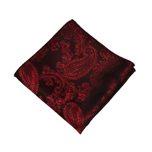 Burgundy Pocket Squares. Burgundy Red Paisley Handkerchief For Men Wedding - Mens Pocket Square Dark Burgundy - Prom Favors Gifts
