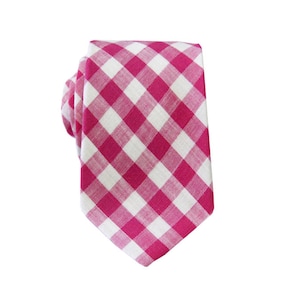 Red Plaid Ties.Mens Red  Neckties.Wedding Tie.Gift Ideas.100% Cotton Tie.3&quot; width