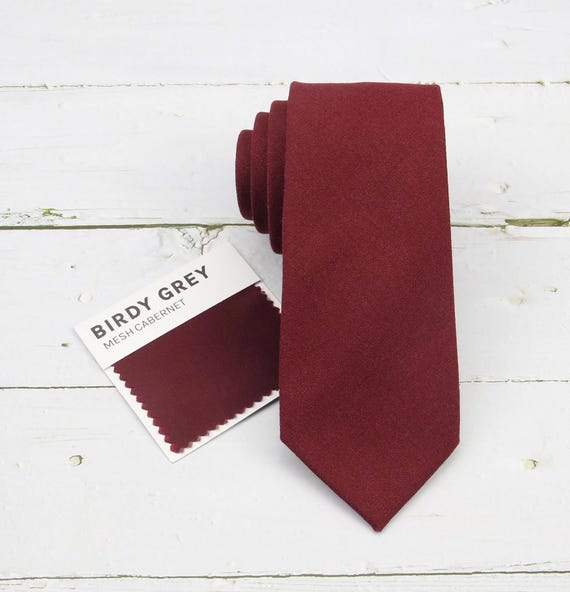 Wine Linen Tie. Wine Tie for Men Wedding. Mens Tie Cabernet. Davids Bridal Wine Color. Etsy