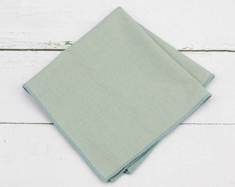 Dusty Sage Pocket Squares. Dusty Sage Linen Handkerchief For Men Wedding - Mens Pocket Square Sage - Prom Favors Gifts