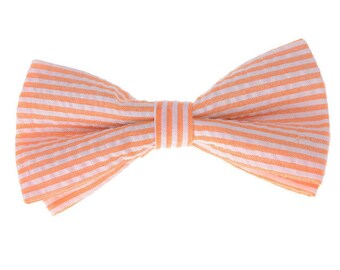 Orange Seersucker Bowtie.Striped Bowtie.Wedding Bowtie.Mens Bowtie.Bowtie Sets.Gifts for Him.Gift Ideas