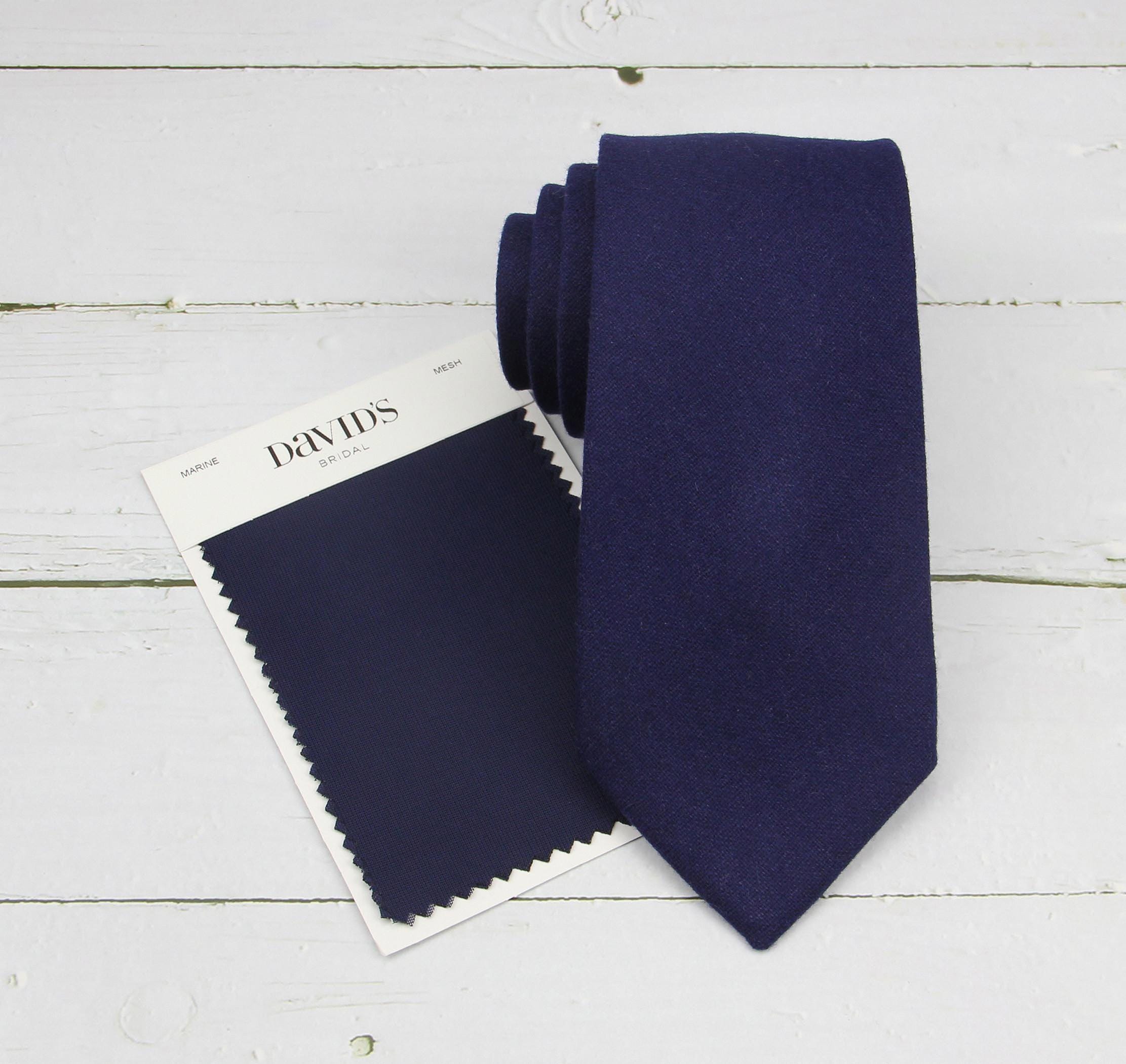 Marine Color Wool Ties. Mens Marine Tie. Dark Navy Blue Wedding Tie. Dark Navy Blue Color Necktie. Tweed Tie.