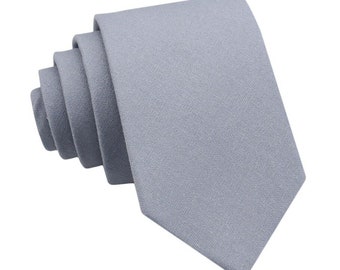 Dusty Blue Linen Tie for Men Wedding. Mens Tie Heather Blue. Dusty Blue Color Neckties for Men and Kid.