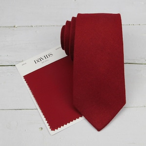 Burgundy Wool Ties. Mens Claret Tie. Burgundy Red Colored Neckties for Men and Kid. Burgundy Necktie.