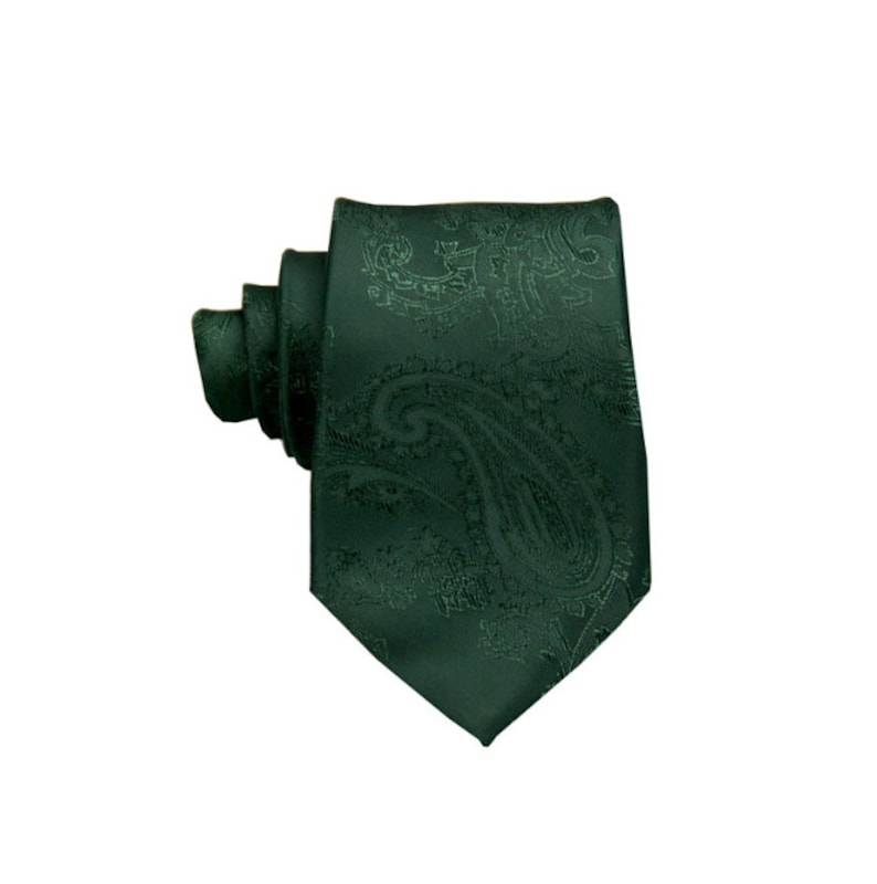 Dark Green Tie. Green Paisley Ties for Men. Emerald Silk Etsy