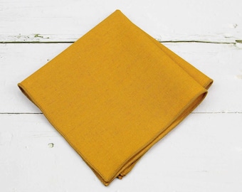 Marigold Pocket Squares. Mustard Yellow Color Linen Handkerchief for Men Wedding Party Prom Gifts