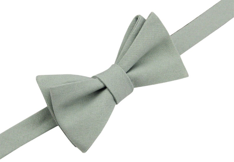 Dusty Sage Linen Tie. Dusty Sage Tie for Men Wedding. Mens tie Dusty Sage Green. image 5