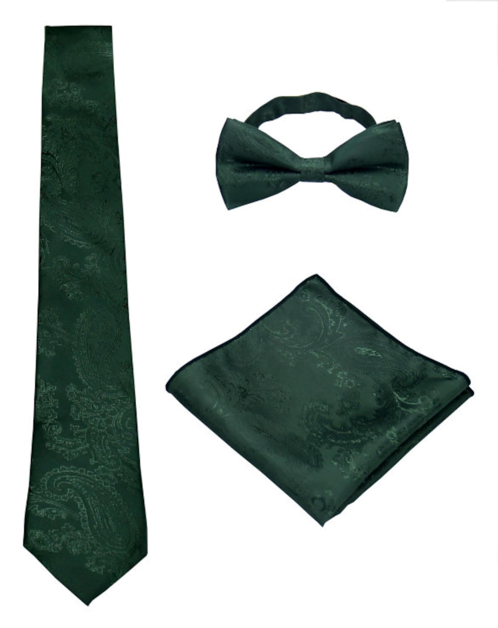 Dark Green Tie. Green Paisley Ties for Men. Emerald Silk Etsy