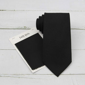 Black Linen Tie. Black Tie for Men Wedding. Mens tie Black.